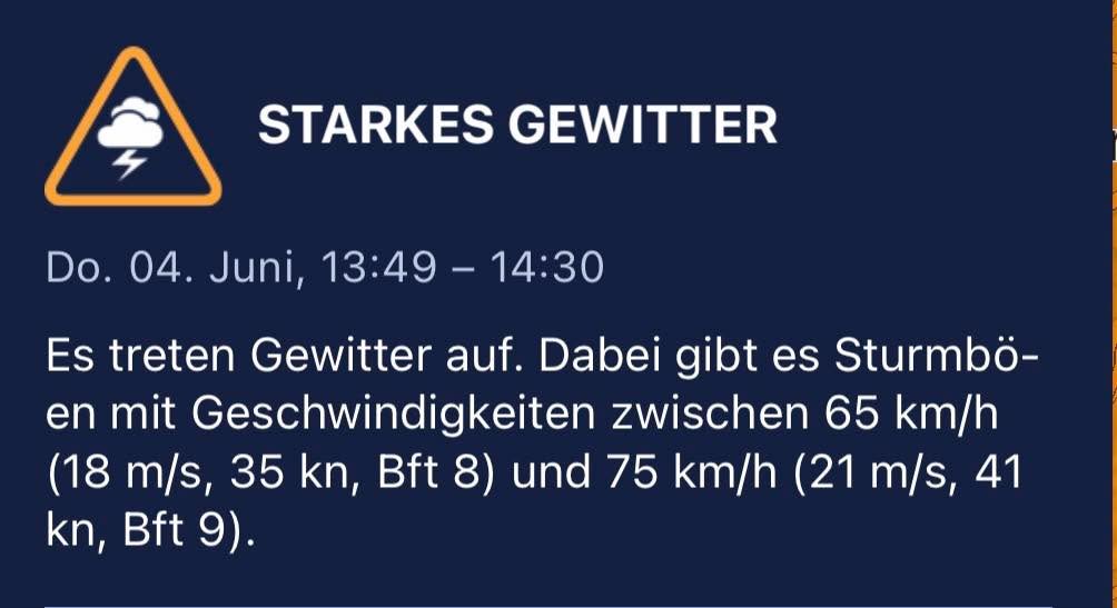 — Wetterwarnung für Dinslaken: Starkes Gewitter —